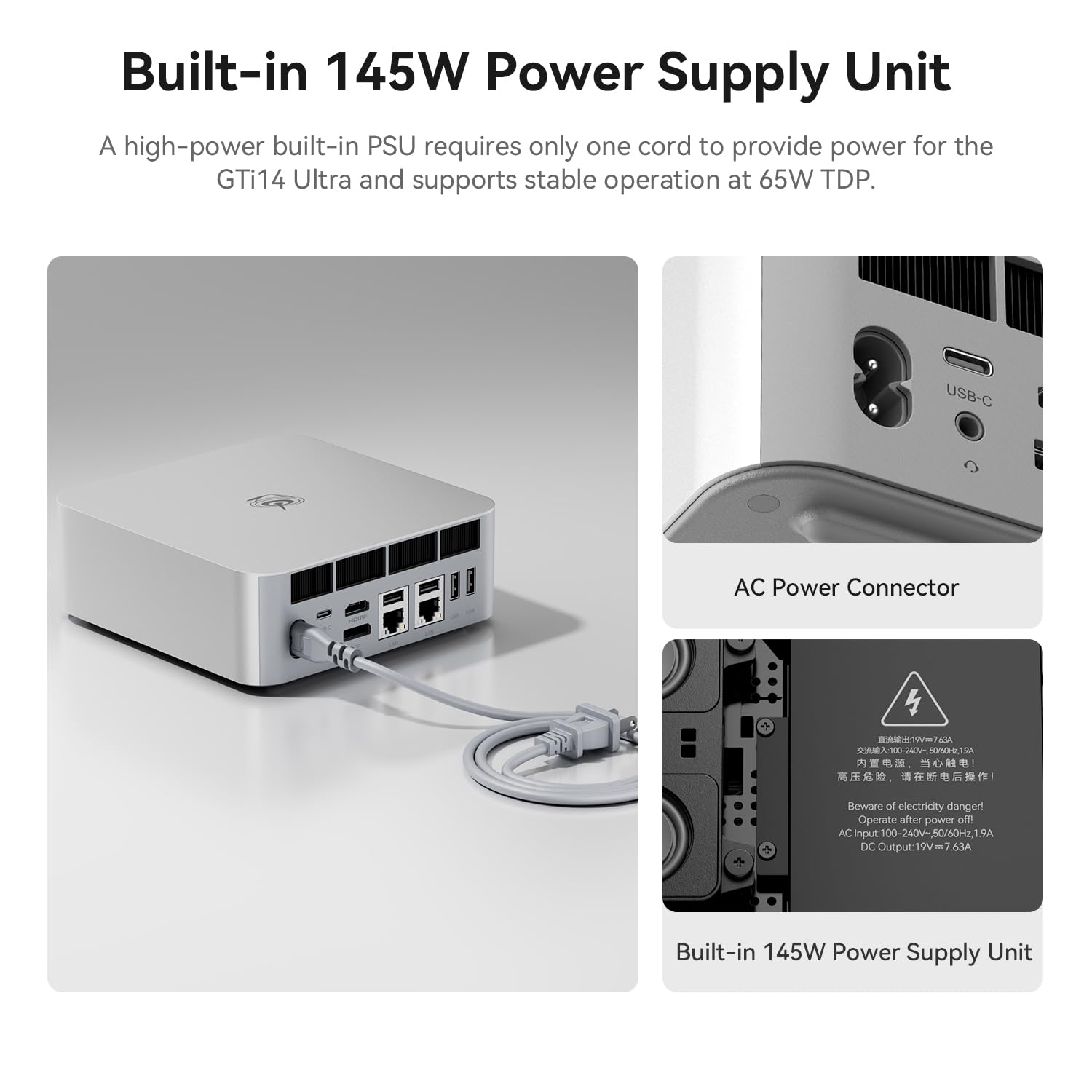 Beelink Gti14 Mini Pc Intel Ultra 9 185H(16C/22T), 32G Ddr5 5600Mhz 1Tb Pcie4.0 Ssd, Mini Computer Support Dual 2.5G Lan, Finger