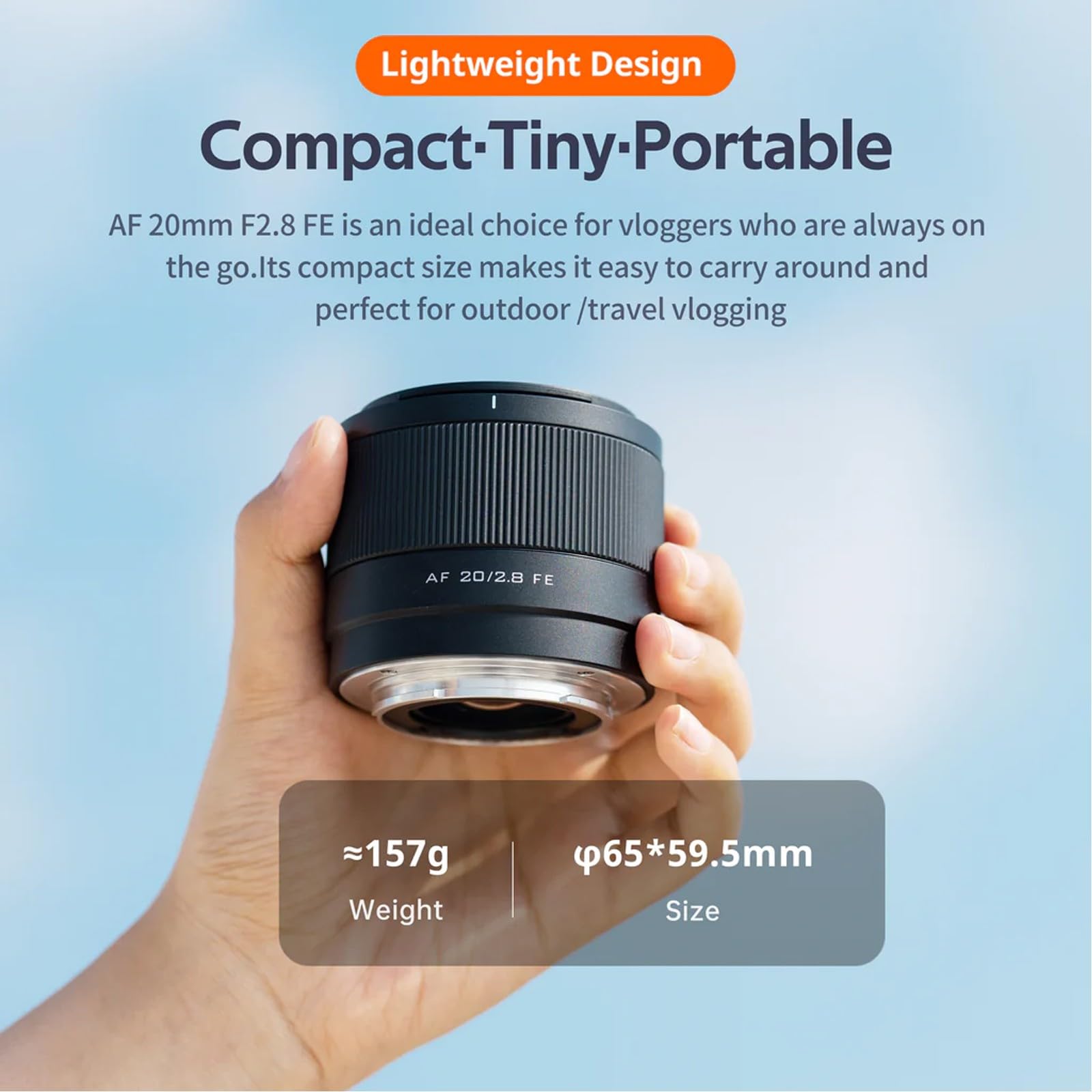 Viltrox 20Mm F2.8 Fe, Stm Auto Focus Full Frame Lightweight Ultra Wide Angle Lens For Sony E-Mount Zv-E1 Fx30 A7Rv A7Iv Zv-E10 A