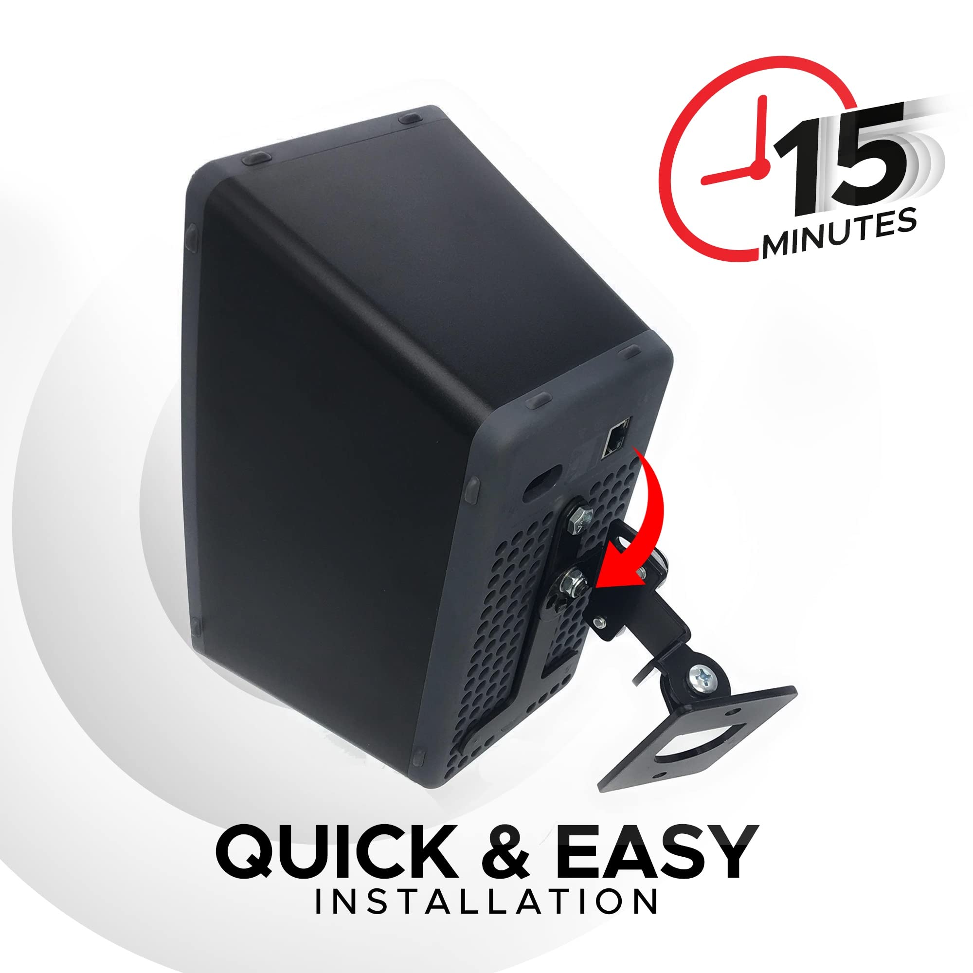 Play 3 Wall Mount Black Pair, Compatible With Sonos Play:3 Only, Twin Pack, Adjustable Swivel & Tilt Mechanism, 2 Mounting Brack