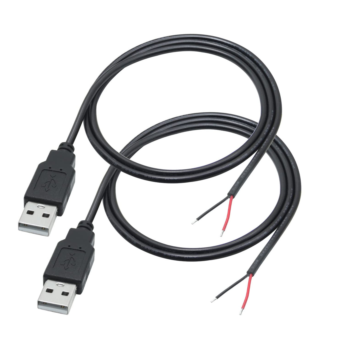 1M/3.3Ft Usb 2.0 Male Plug 2 Pin Bare Wire,Usb A Male Pigtail Open End Power Cable,For 12V/3A Usb Equipment Installed Or Diy Rep