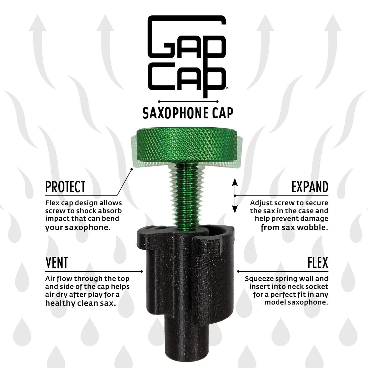 Gapcap Tenor Saxophone End Plug Flex Fits In Your Sax, Expands To Fit Your Case, Vents Air To Dry The Body Tube, And Shock Absor