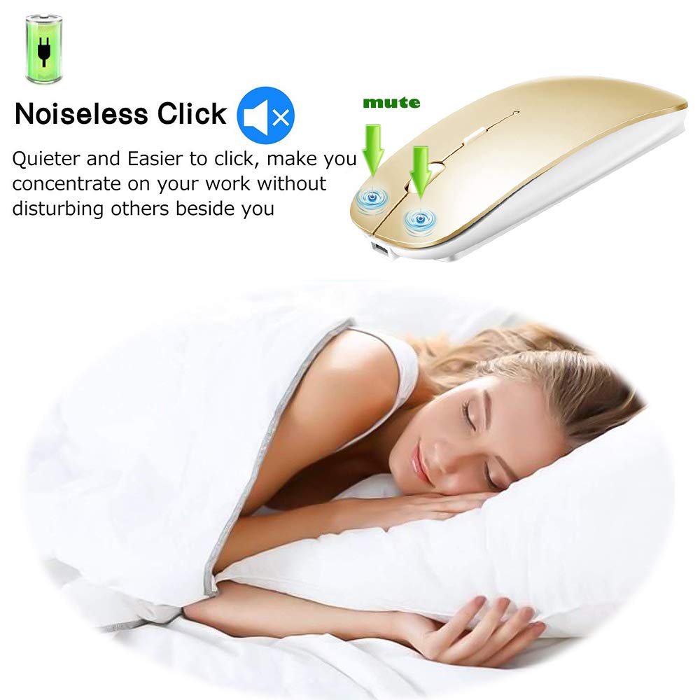 Klo Bluetooth Mouse For Macbook/Macbook Air/Pro/Ipad, Wireless Mouse For Laptop/Notebook/Pc/Ipad/Chromebook (Gold)