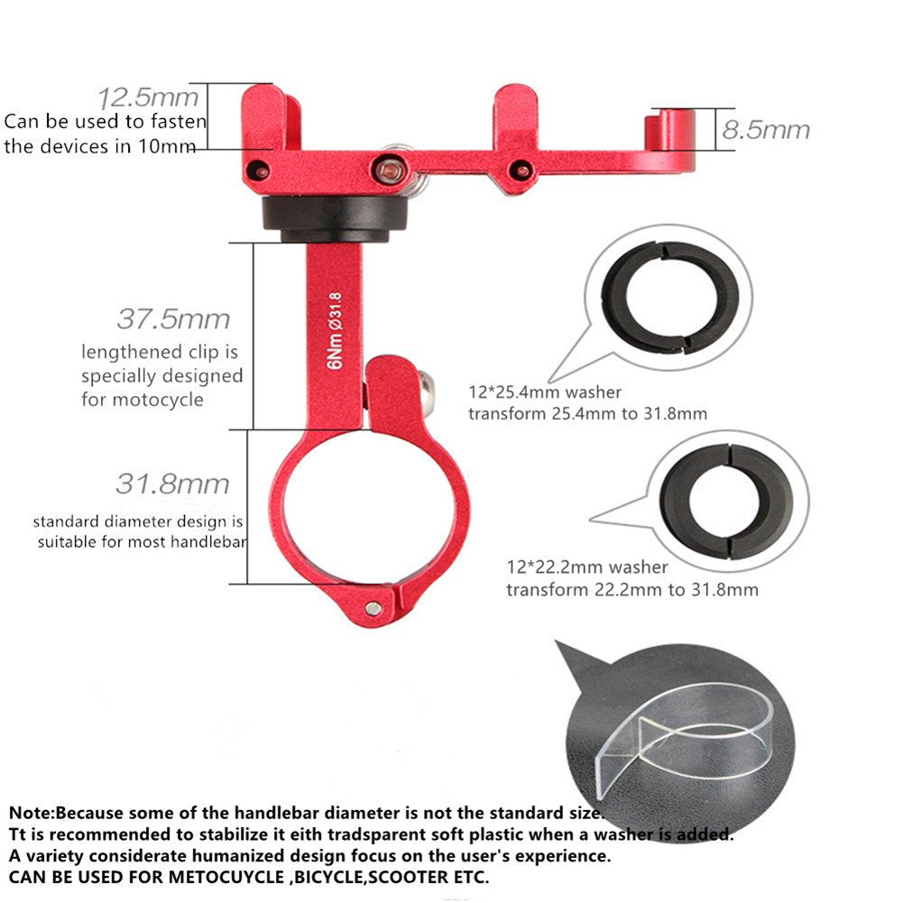 Gub Bicycle & Motorcycle Phone Mount   Aluminum Bike Phone Holder With 360      Rotation Adjustable Handlebar Phone Holder Compa