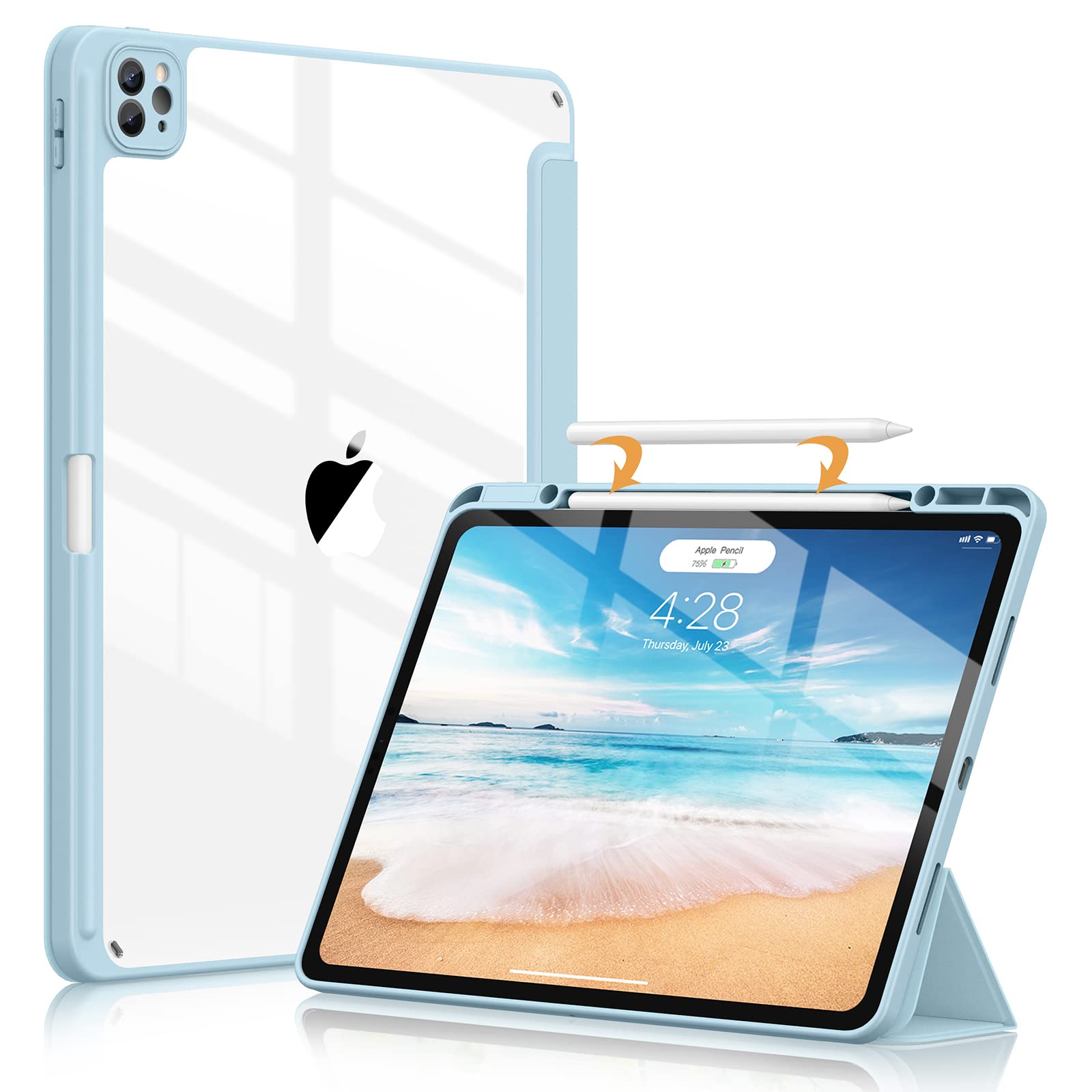 Soke Case For Ipad Pro 12.9 Inch (6Th/5Th/4Th/3Rd Generation, 2022/2021/2020/2018)   Pencil Holder + Auto Sleep/Wake + Camera Pr