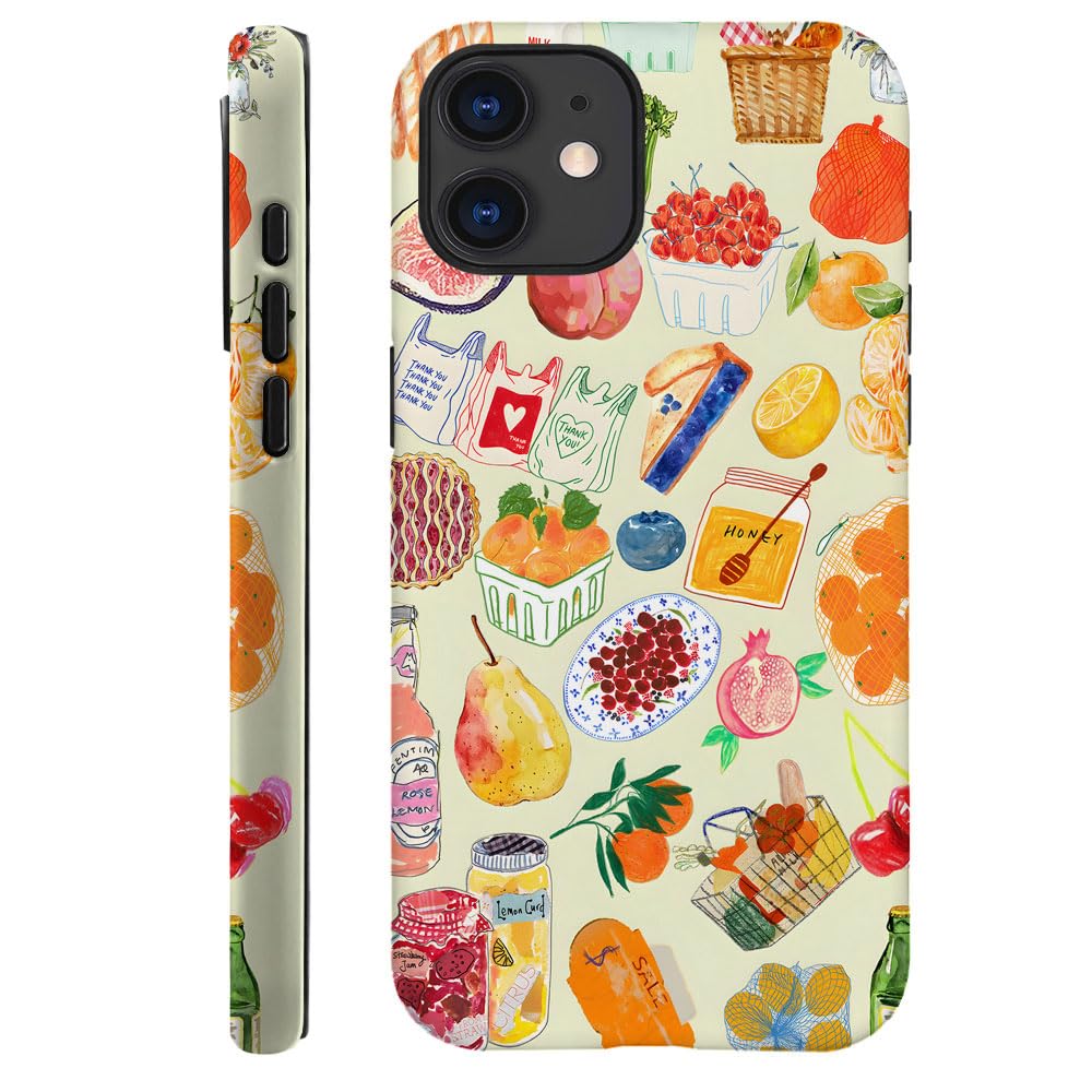 Case for iPhone 11,Fits Frosted Case Design for Girl Women,Farmers Vegetable Fruit Collage