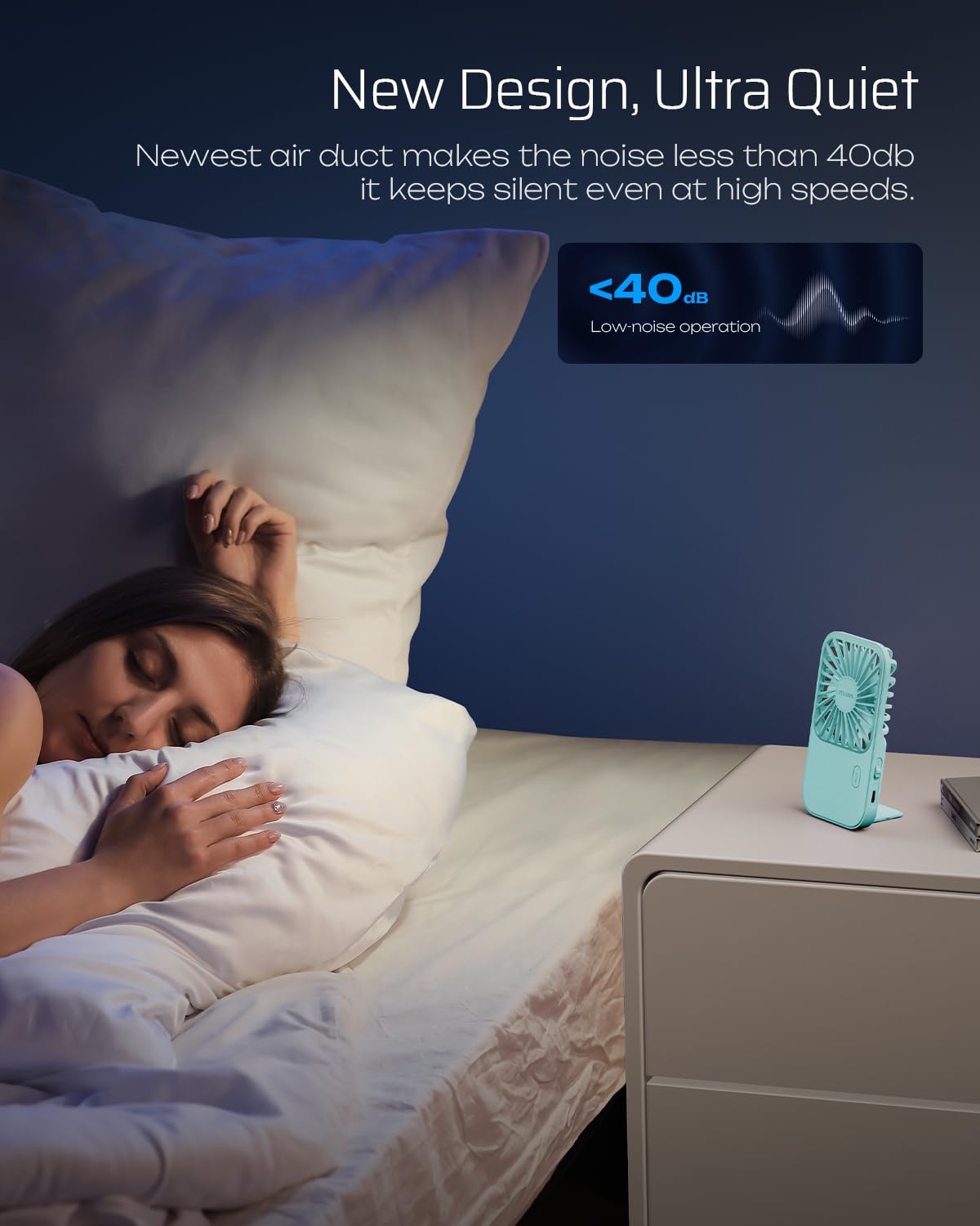 Otlonpe Mini Portable Handheld Fan, Small Rechargeable Pocket Travel Fan With Hand Held Desktop Modes, Foldable Stand, Lanyard,