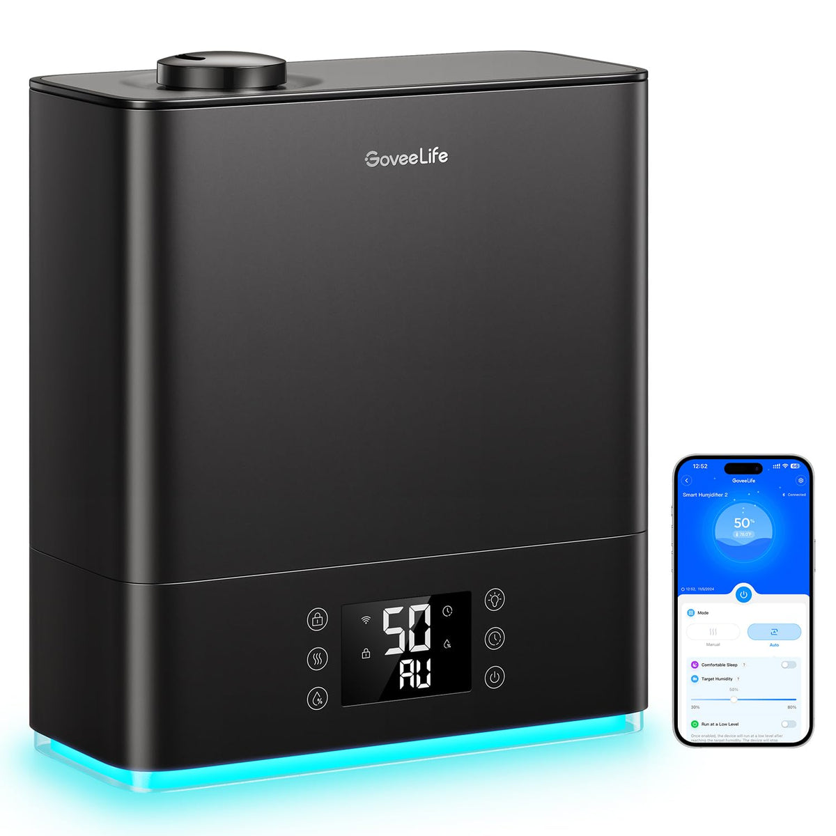 Goveelife Smart Humidifier For Bedroom Large Room, Top-Fill Cool Mist 6L Humidifier, Auto Mode, App & Voice Control, 60H Runtime