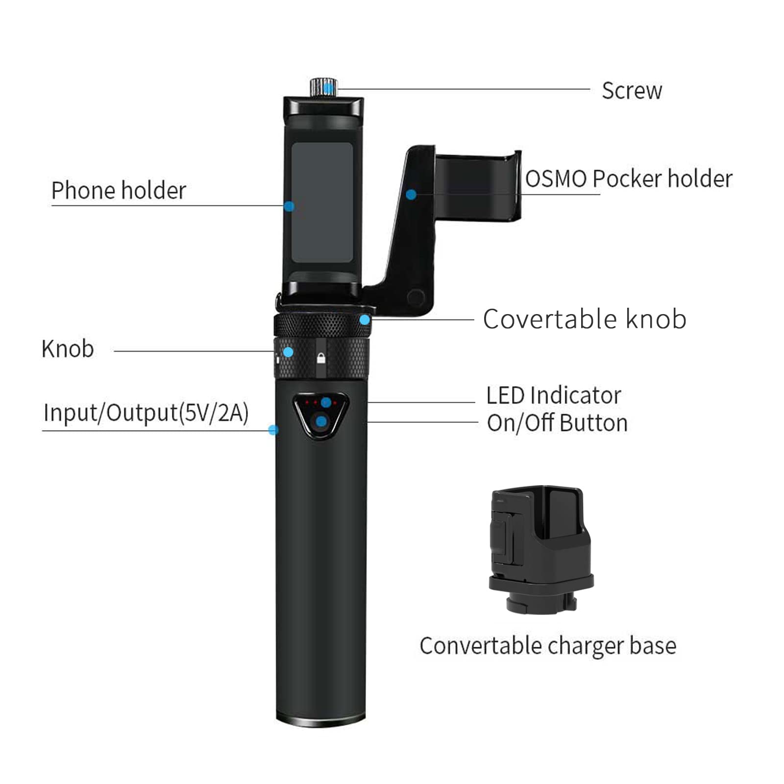 Smatree Portable Osmo Pocket 2 Powerstick(Power Bank) Compatible For Dji Osmo Pocket 2 / Dji Osmo Pocket 1, Handheld Smartphone