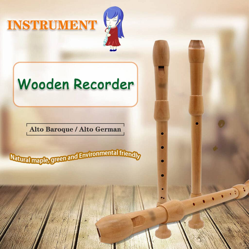 Recorders Instrument, German Recorders 8 Holes For Beginners, Baroque Recorders 3 Piece For Professional, Maple Wood F Key Alto