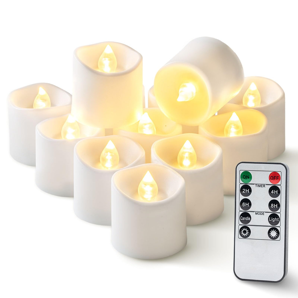 Homemory 24Pack 400+Hour Remote Control Flameless Candles, 2/4/6/8H Timer Led Votive Candles, Battery Operated Tea Lights For We