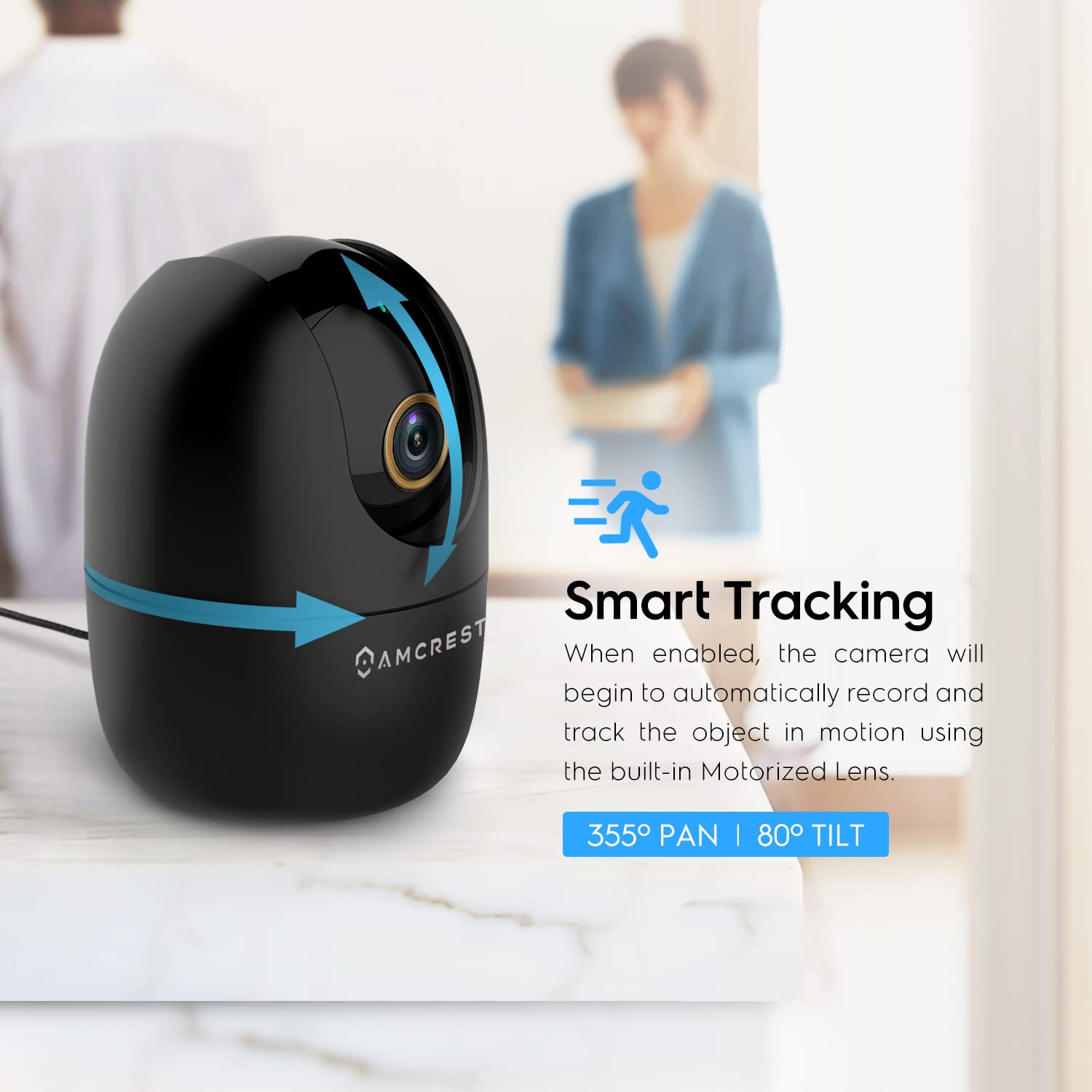 Amcrest 4Mp Wifi Camera Indoor, Dog Camera, Sound & Baby Monitor, Human & Pet Detection, Motion Tracking, W/ 2 Way Audio, Pan/Ti