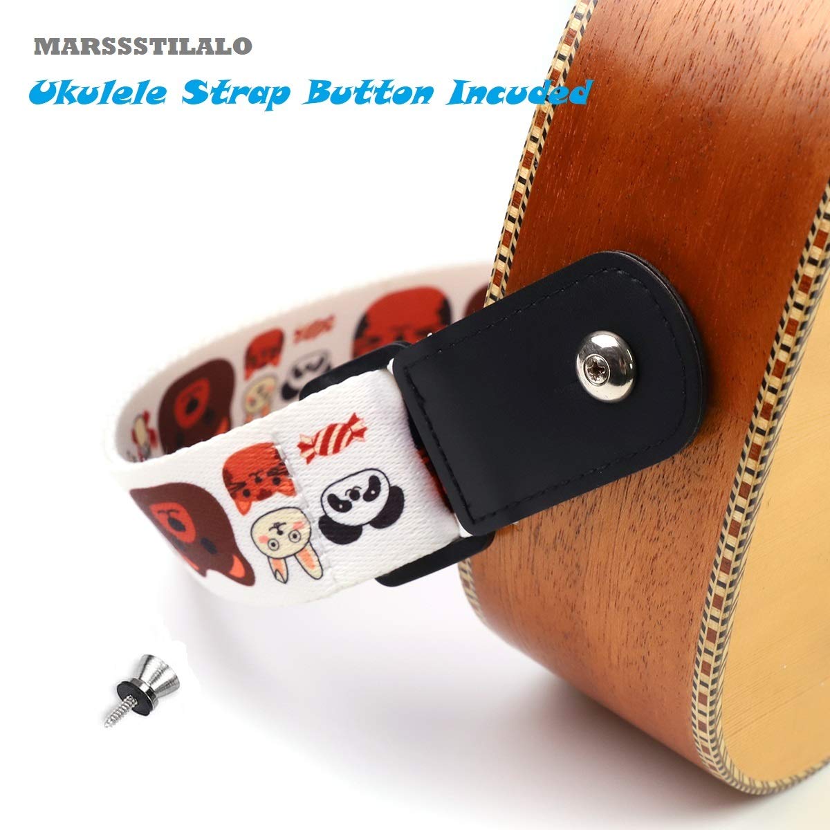 Marssstilalo Cute Soft Polyster Cartoon Ukulele Shoulder Strap Small Guitars Strap, Hawaiian, Tenor Ukuleles, Concert Ukuleles,