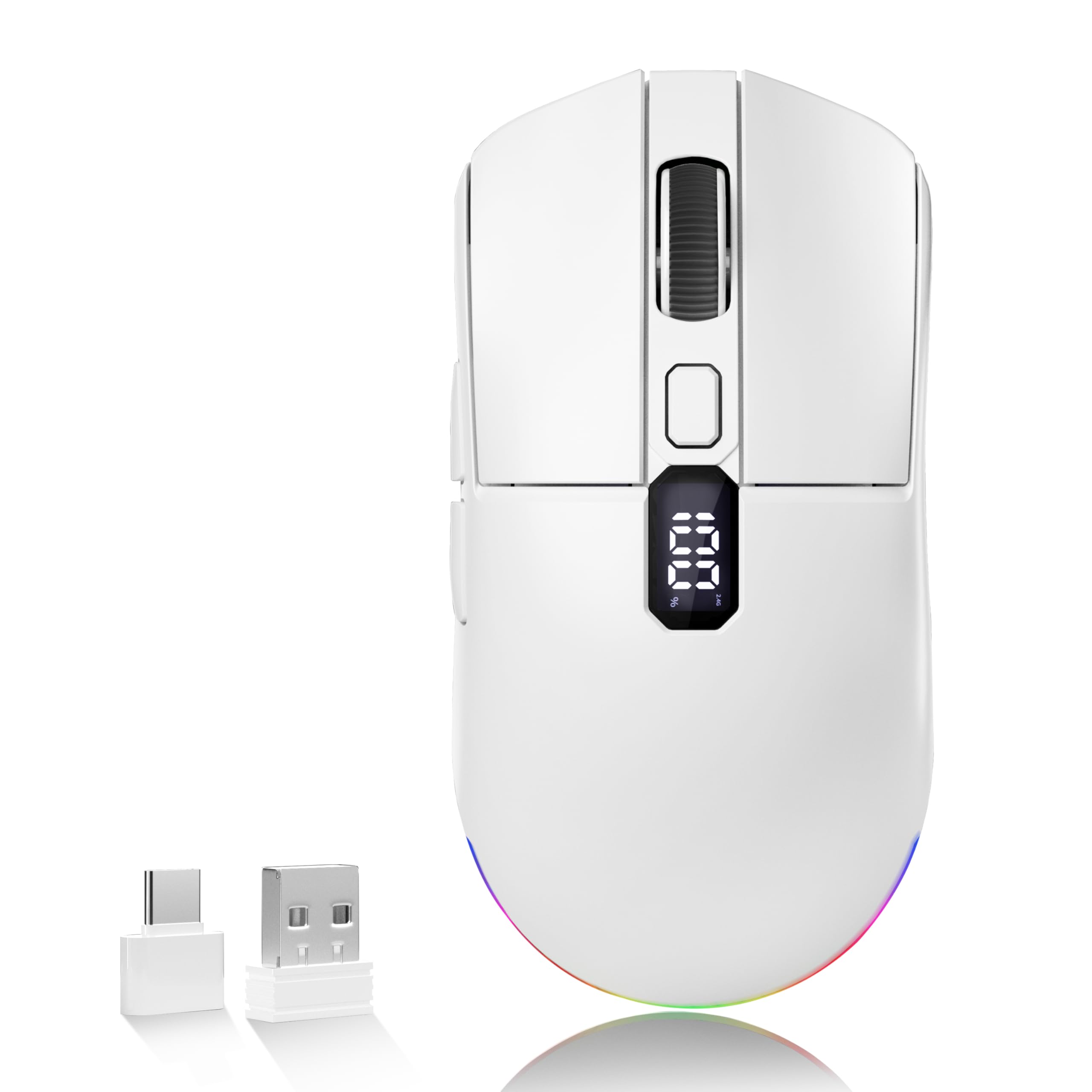 Uciefy U8 Bluetooth Wireless Mouse, Rechargeable,LED Mice for LaptopWhite