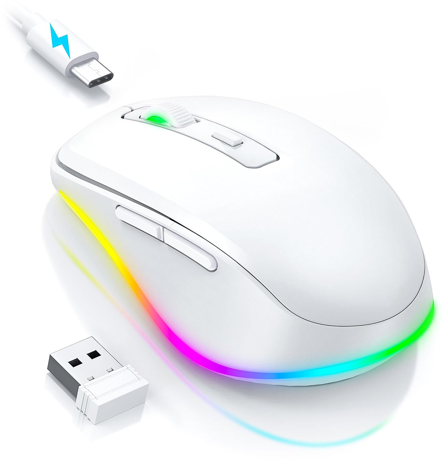 Peious Mouse For Laptop, Wireless Mouse Jiggler   Led Wireless Mice With Build In Mouse Jiggler Mover, Rechargeable Moving Mouse