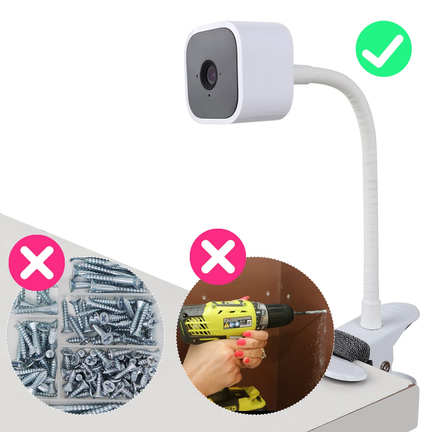 Itodos 2 Pack Flexible Clip Clamp Mount   Compatible With Blink Mini, Outdoor (3Rd Gen) Xt3, Xt, Xt2, Indoor   8 Inch Flexible Gooseneck Arm   Attach Camera Anywhere