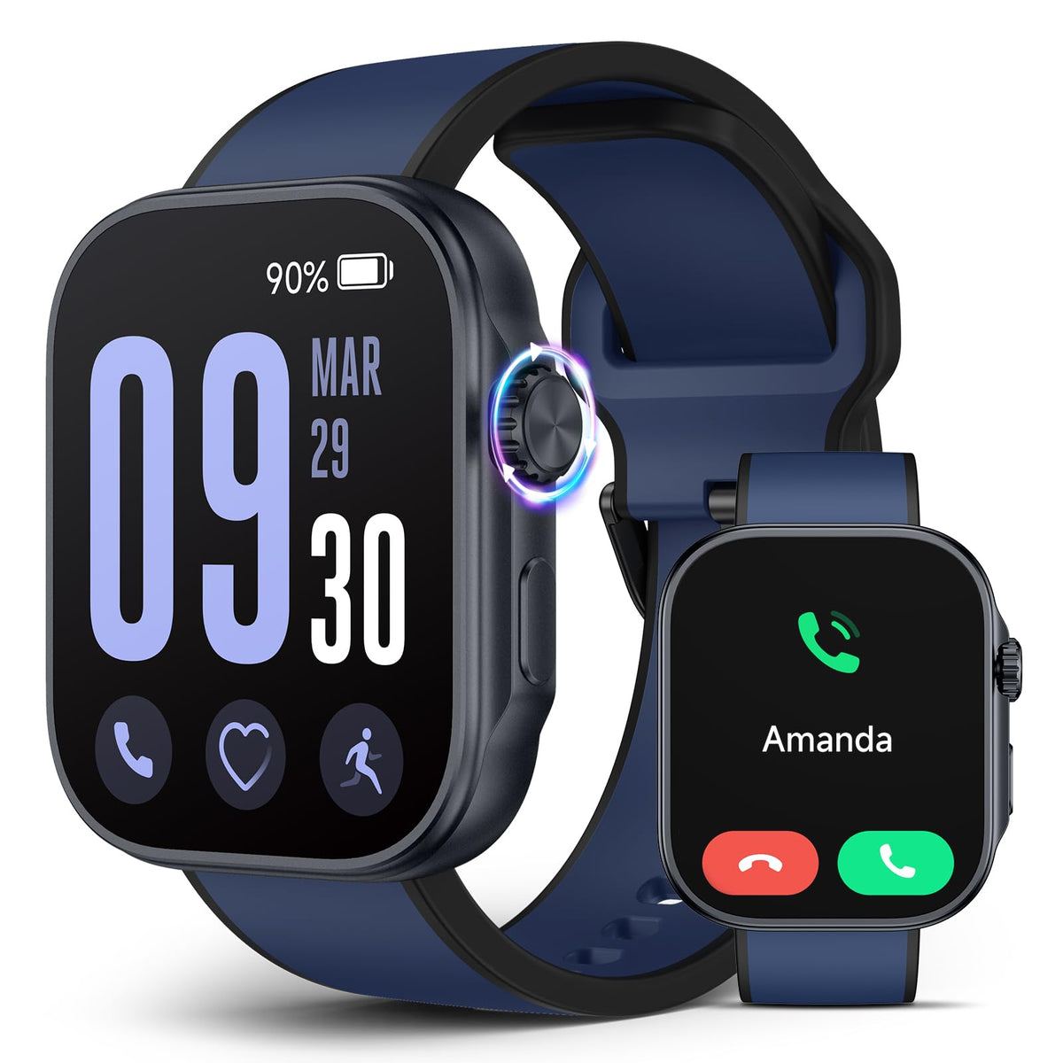 Smart Watch For Men, Blood Pressure Monitor Heart Rate Blood Oxygen Sleep, 3Atm Waterproof Fitness Tracker, 1.99 '' Amoled Displ