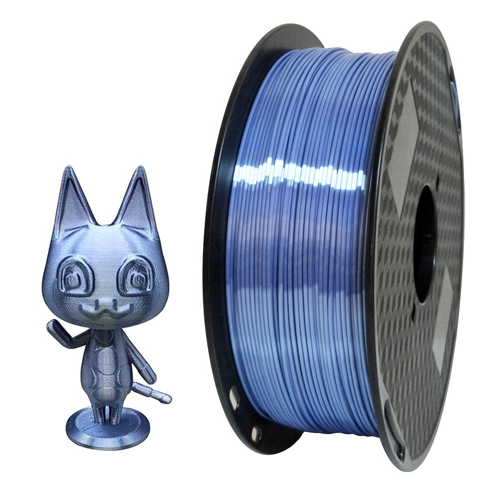 Silk Silver Blue Pla 1.75Mm 1Kg 3D Printer Filament 2.2 Lbs Spool 3D Printing Material Cc3D Shine Silky Shiny Metallic Metal Gol