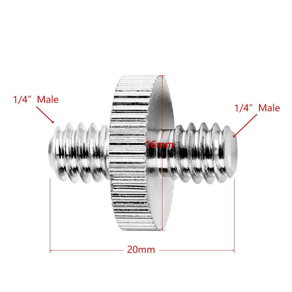 Anwenk Standard 1/4-20 Male To 1/4-20 Male Threaded Tripod Screw Adapter Standard Tripod Mounting Thread Camera Screw Adapter Co