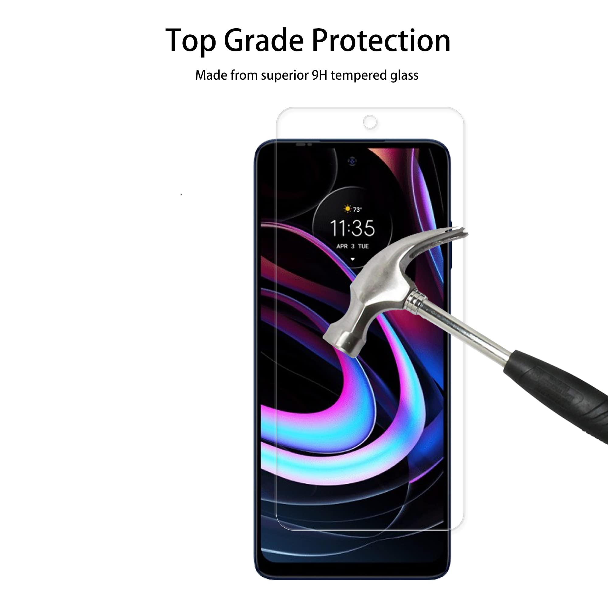 Hkkais [2+2 Pack] Glass Screen Protector Compatible For Motorola Moto Edge 2021 / Moto Edge 5G Uw 2021 Tempered Glass Camera Len