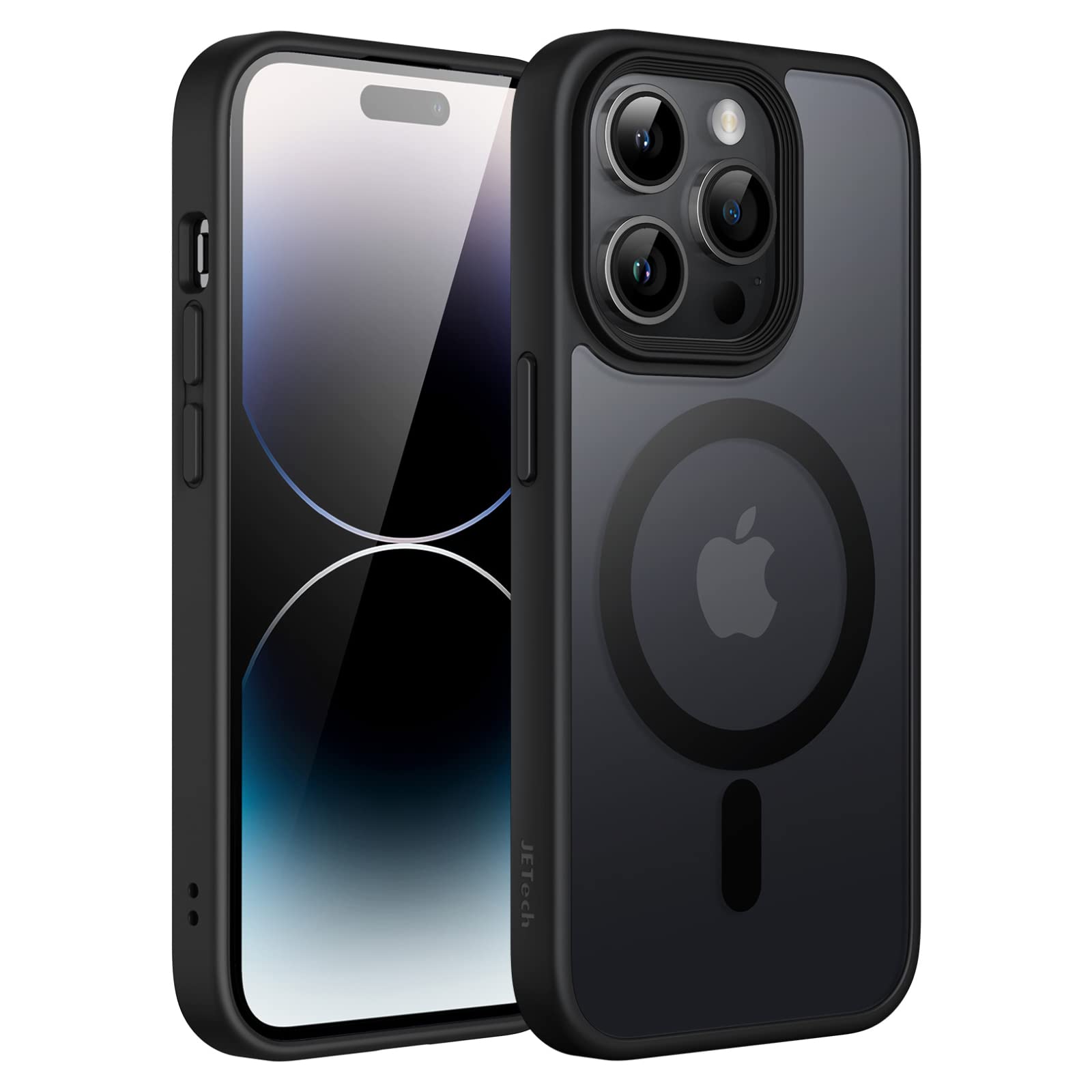 JETech Magnetic Case for iPhone 14 Pro 6.1-Inch Compatible with MagSafe, Translucent Matte Back Slim Shockproof Phone Cover (Bla