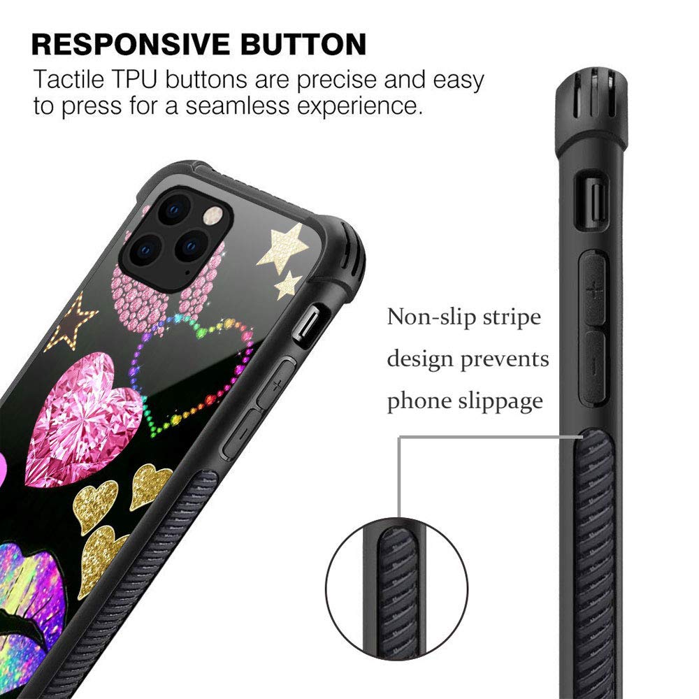 ZHEGAILIAN iPhone 13 Pro Max Case Diamond Loving Lips Organic Glass TPU