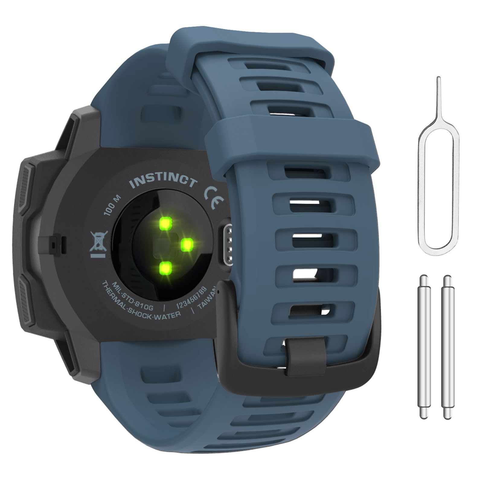 MoKo Strap Compatible with Garmin Instinct/Instinct Solar/Tactical/Instinct 2 GPS Smartwatch, 22mm Soft Silicone Sport Replaceme