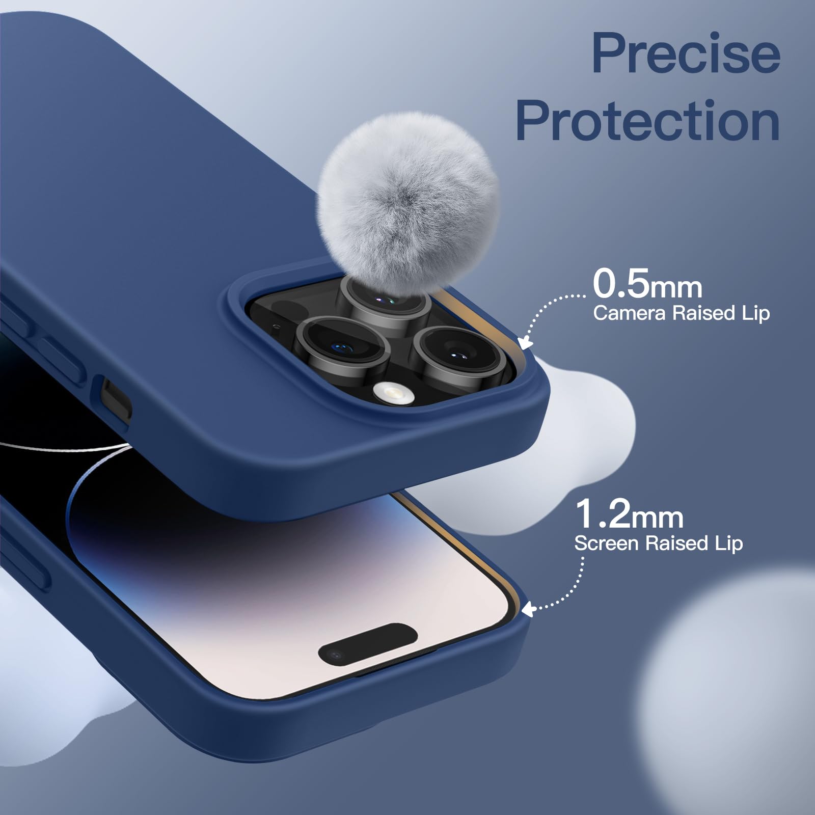 Jetech Silicone Case For Iphone 14 Pro 6.1 Inch, Silky Soft Touch Full Body Protective Phone Case, Shockproof Cover With Microfi