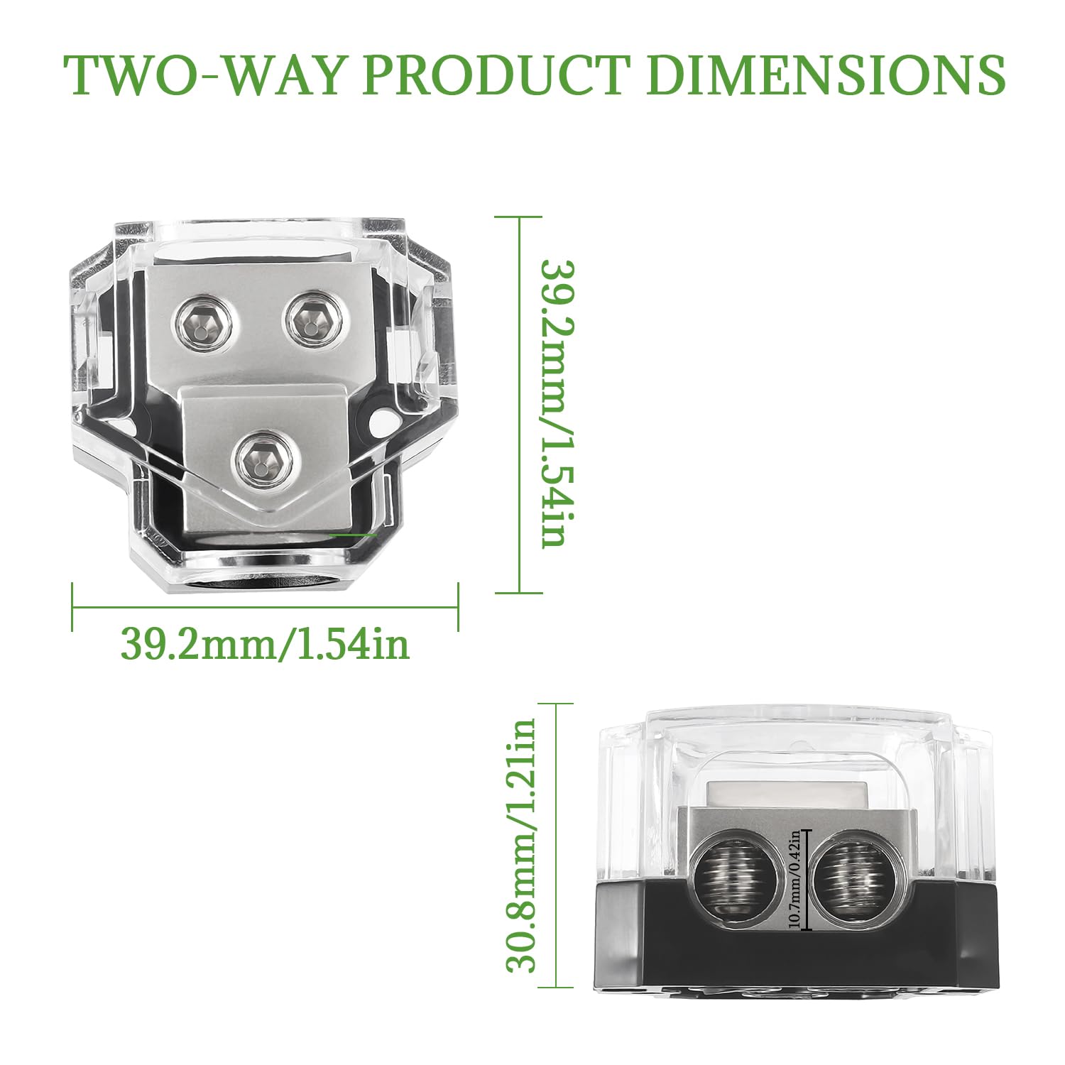 Bojack 2 Way Power Distribution Connecting Block 1X0/2/4 Gauge Input 2X4/8 Gauge Output Power Distribution Block For Car Amplifi