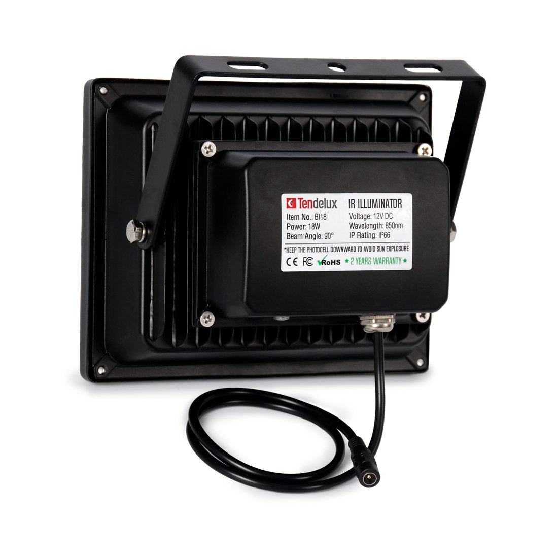 Tendelux 200Ft Long Range Ir Illuminator | Bi18 90� Led Outdoor Ir Flood Light For Security Camera (W/Power Adapter)