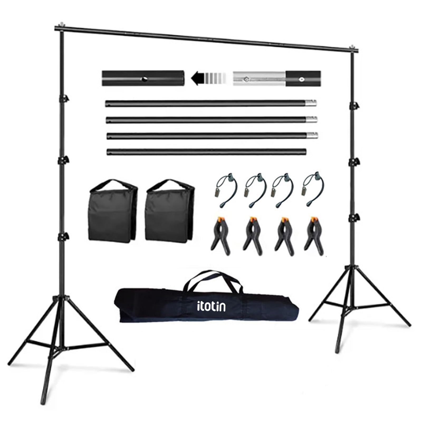 Itotin Backdrop Stand For Photography 9Ft X 10Ft Heavy Duty Photo Background Stands Support Kit With Carry Bag For Photo Studio,