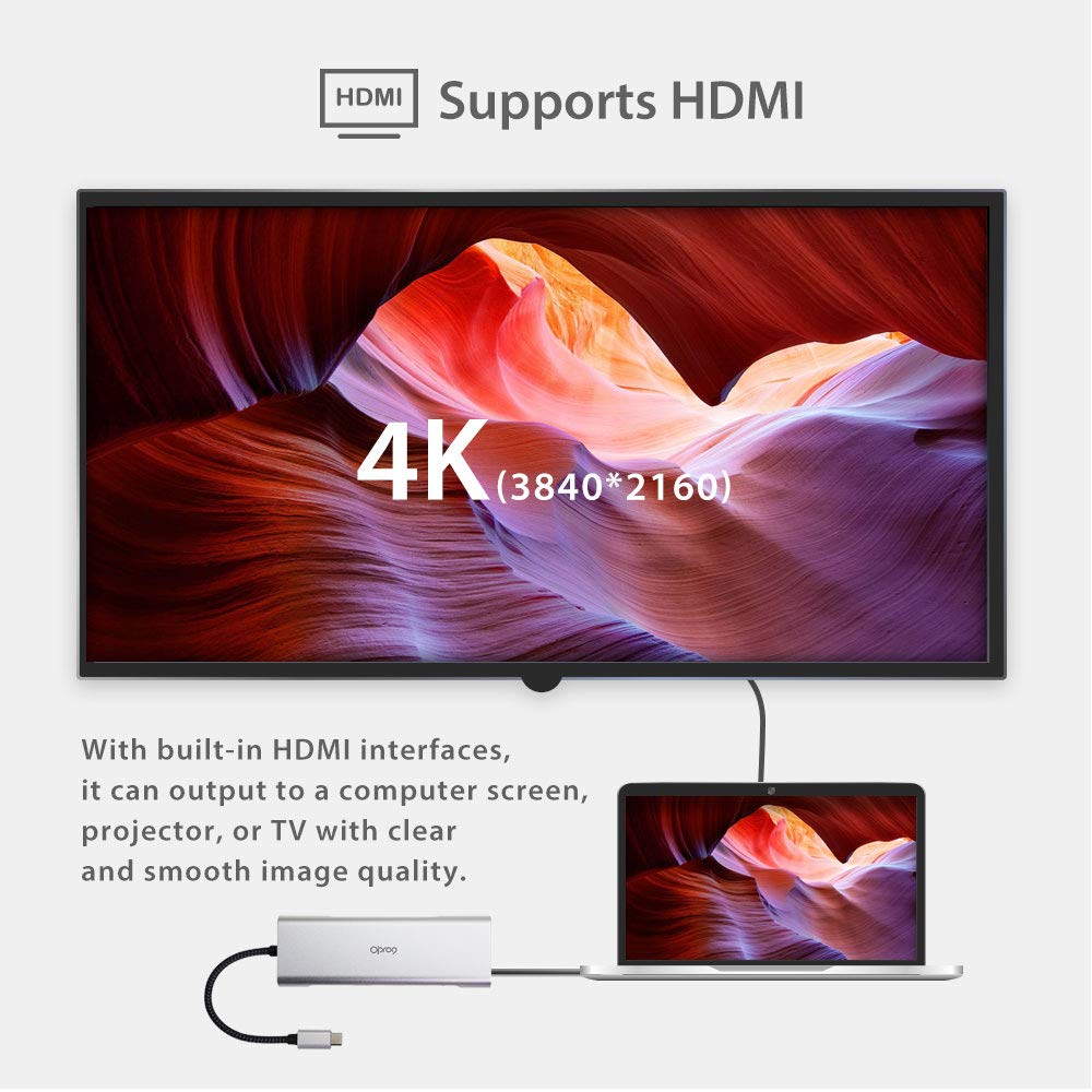 9 In 1 Usb C Hub Multiple Adapter, 3 Usb 3.0 Ports Up To 5Gbps Transfer, 4K@30Hz Hdmi, 60W Pd, Sd/Tf Card Reader, 3.5Mm Audio Ja