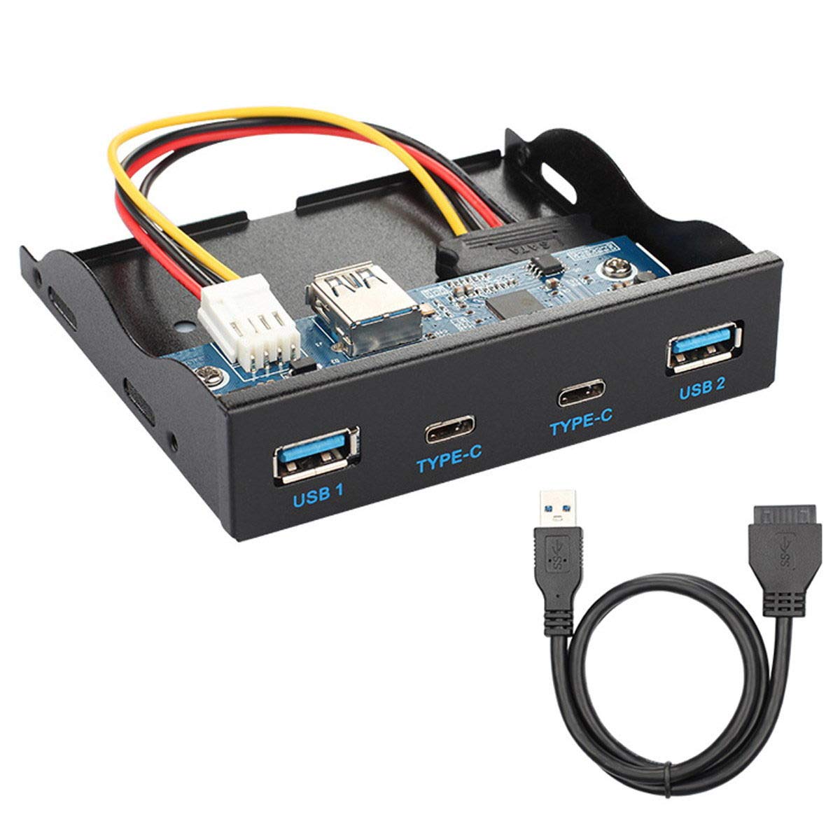 chenyang USB C & USB 3.0 HUB 4 Ports Front Panel to Motherboard 20Pin Connector Cable for 3.5' Floppy Bay