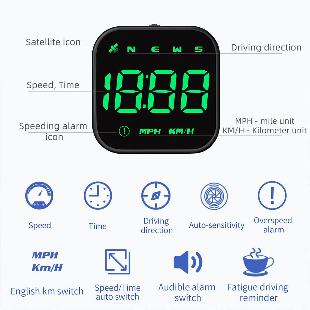 Digital Gps Speedometer, Veesa Car Universal Hud Head Up Display, Gps Smart Gauge Speedometer With Speed Mph Compass Fatigued Dr