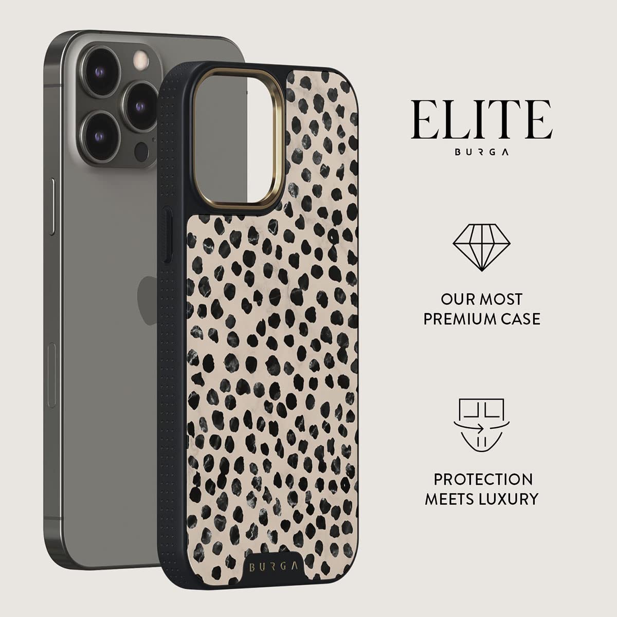 Burga Phone Case Compatible With Iphone 13 Pro Max   Black Polka Dots Pattern   Cute But Tough With Cloudguard 2 In 1 Defense Sy