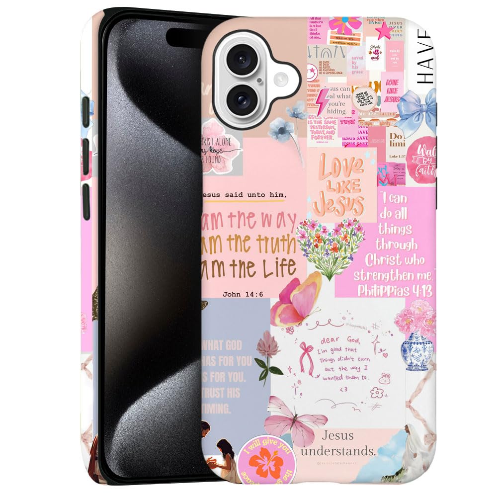Case for iPhone 16 Plus - Slim Fit Anti-Scratch Phone Case for Girl Women - Christian Collage Jesus (Frosted)