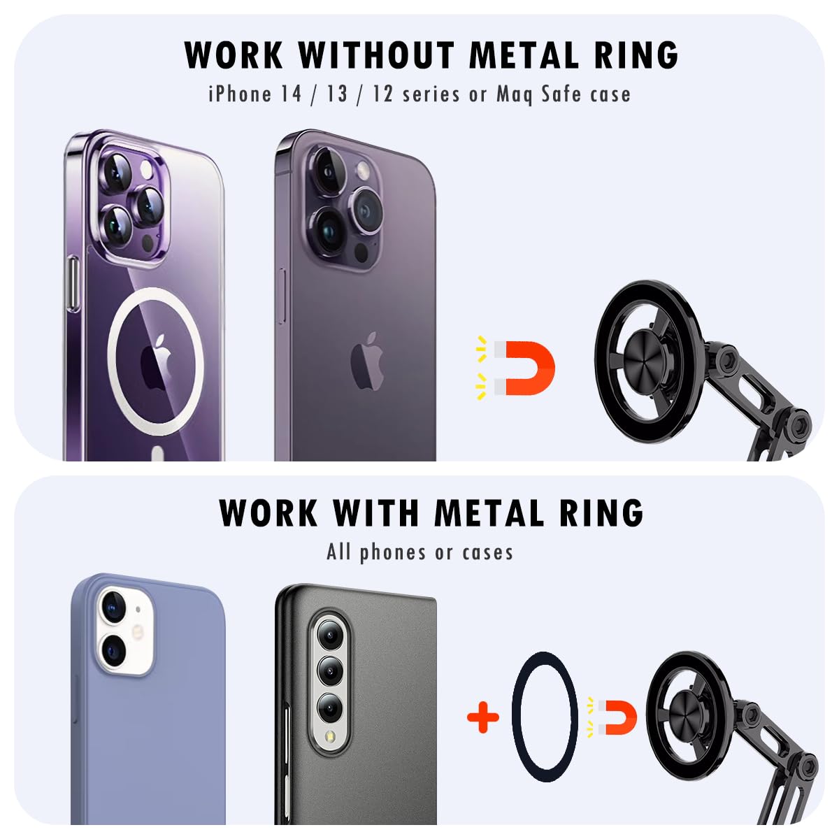 Jemey Universal 360 Pro - 2025 New Magnetic Suction Car Phone Holder, Hands Free Automobile Mounts Cell Phone Holder With Metal