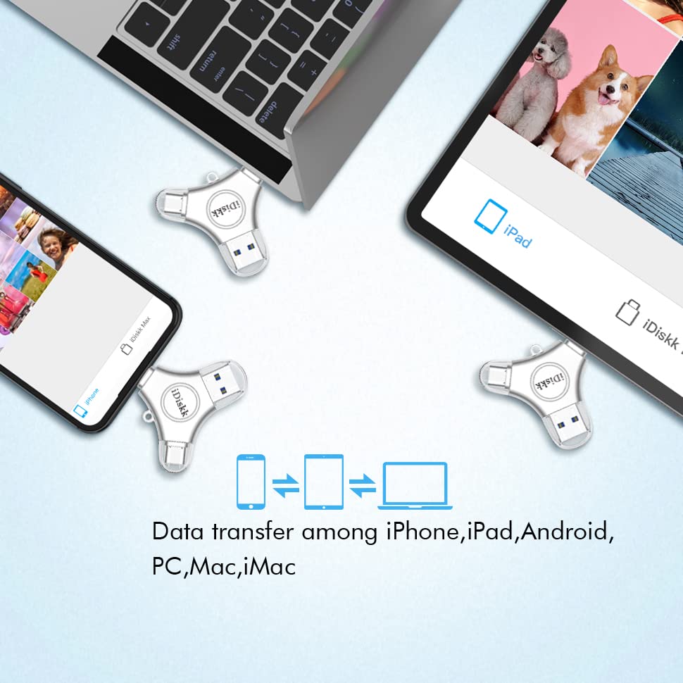 Idiskk 256Gb App Le Certified Flash Drive Photo Vault For Iphone 15 Usb C Ipad Pro Android Samsung Flash Drive For Iphone Photo Storage Stick Ipad Pro Photo Stick For Iphone And Computer