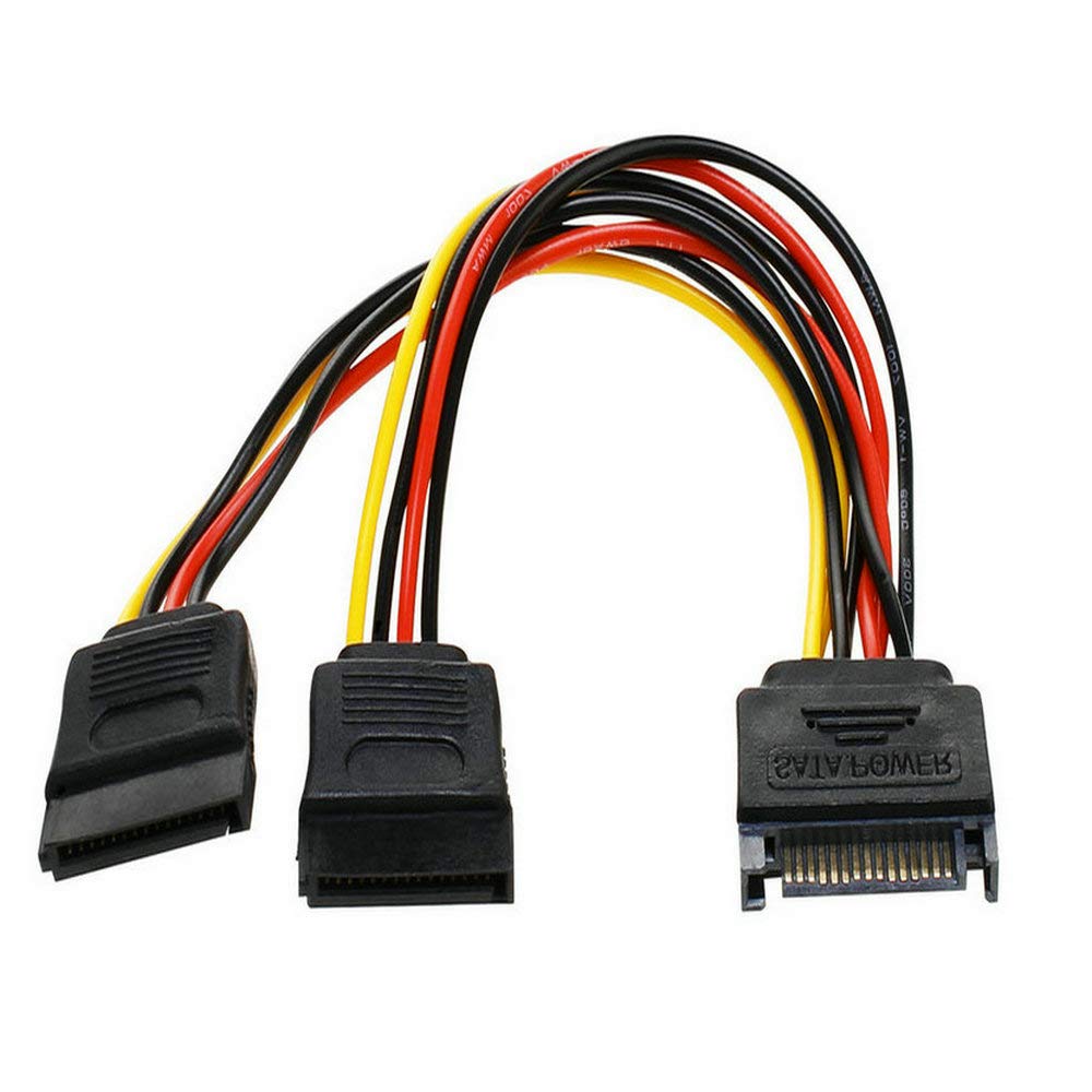 SATA Power Y Splitter Cable 2 Pack 15 Pin SATA Power Splitter Cable Adapter SATA 15 Pin Male to Dual Female Power Y- Cable 7 Inc