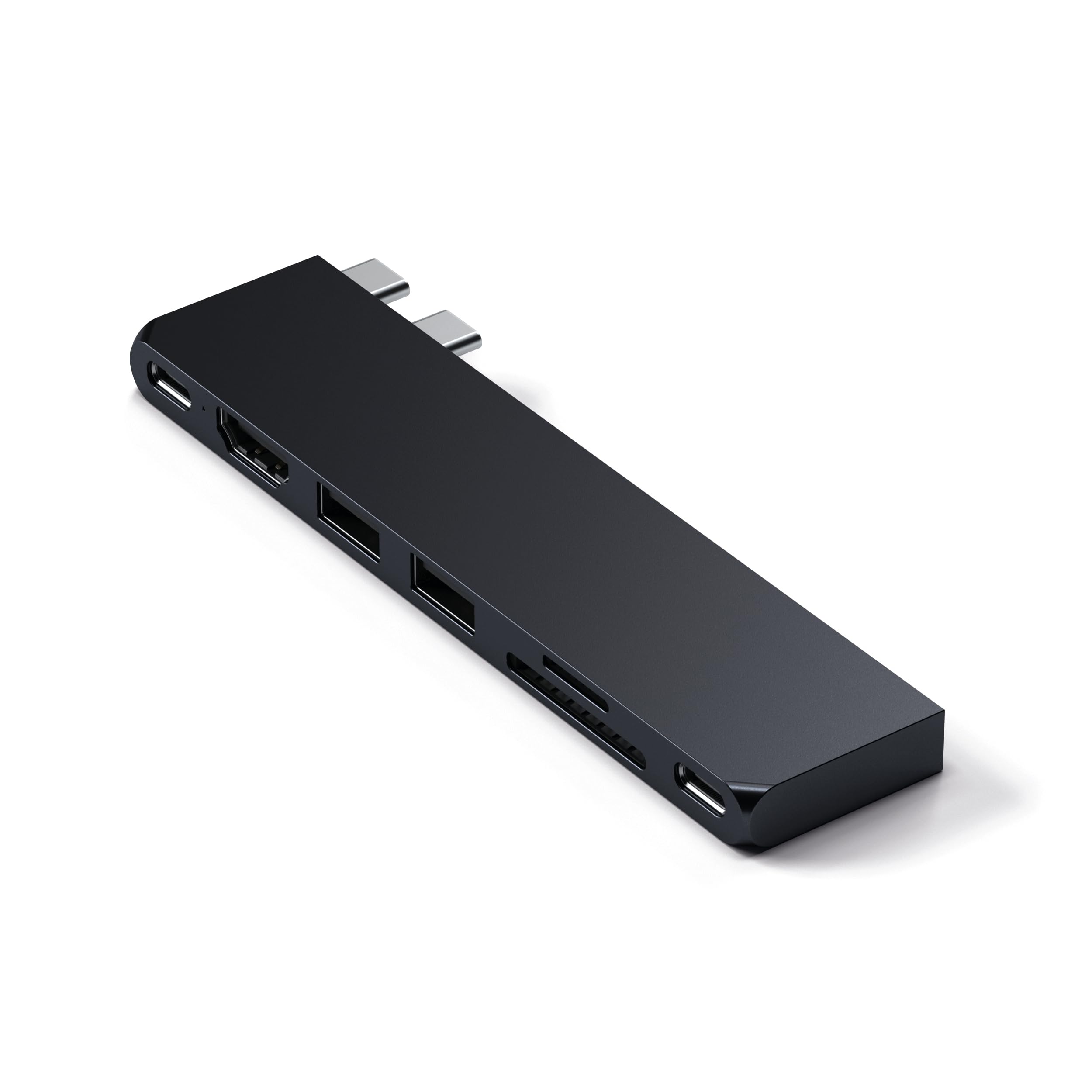 Satechi Usb C Hub Multiport Adapter Pro, Usb C Dongle 7 In 1 With Usb4 Port, 100W Pd, 4K Hdmi, Usb C Data, 2 Usb A, Micro/Sd Card Readers, For Macbook M1 M2 M3   Midnight