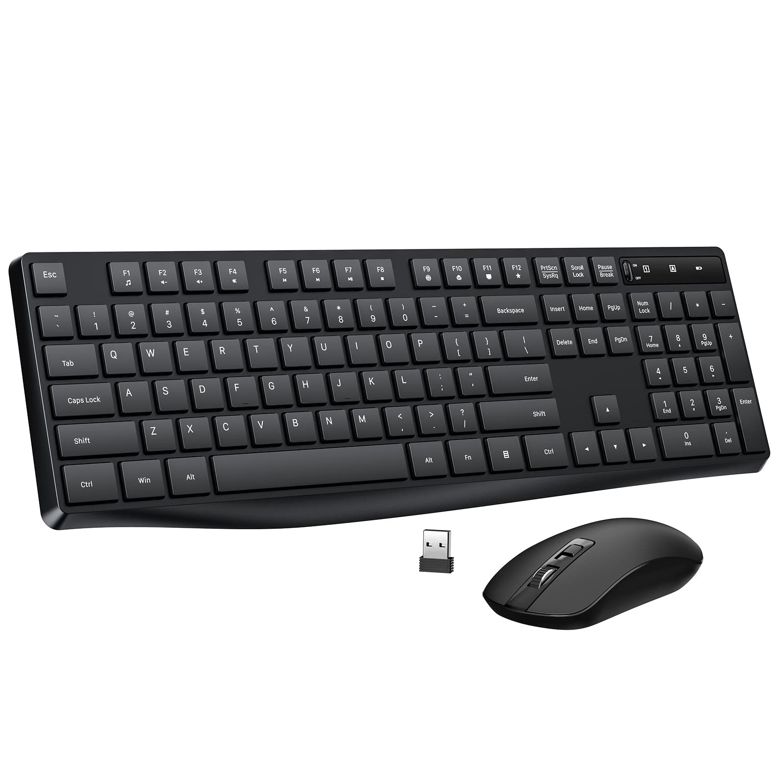 Wireless Keyboard And Mouse Combo, Lovaky 2.4G Fullsized Ergonomic Keyboard Mouse, 3 Dpi Adjustable Cordless Usb Keyboard And M