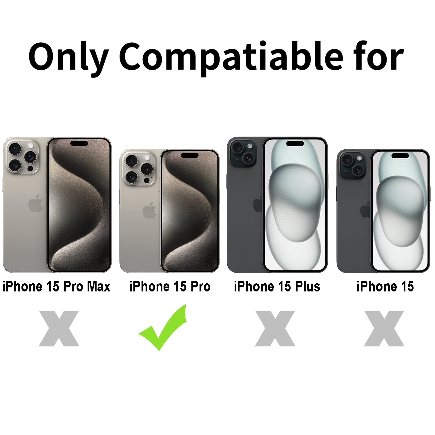 Tenoc Phone Case Compatible With Iphone 15 Pro, Black Case Anti Fingerprint Protective Bumper Matte Cover For 6.1 Inch