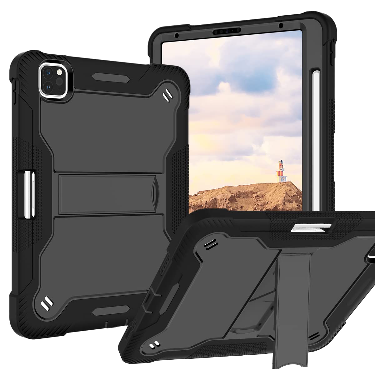 Fingic Case For Ipad Pro 11 Inch 2022/2021/2020/2018 Case,Ipad Air 5Th/4Th Generation Case Heavy Duty Rugged Soft Silicone Prote
