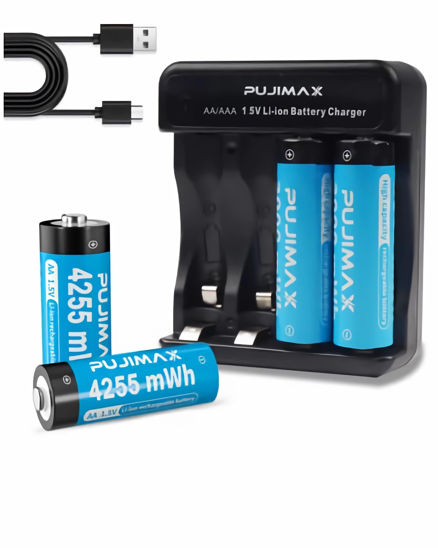 4Pack Aa Batteries Lithium Batteries With 4Bay Charger,High Capacity 4225 Mwh Rechargeable Lithium Aa Batteries For Blink Camera