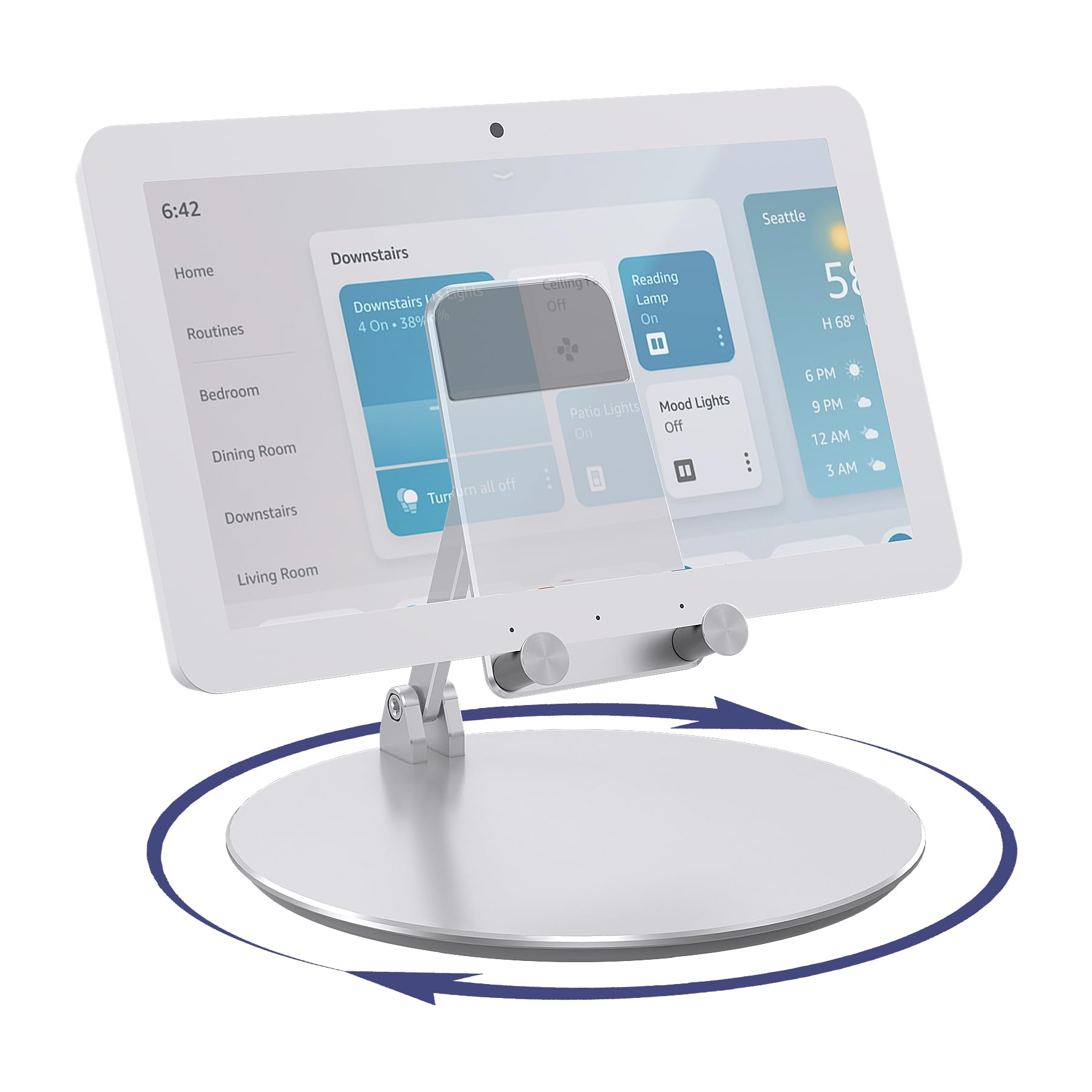 Wawxh1314 Elevated Stand For Echo Hub, Rotatable Tilt Stand For Alexa Hub, Echo Hub Table Stand, Aluminum Stand Holder For Echo 