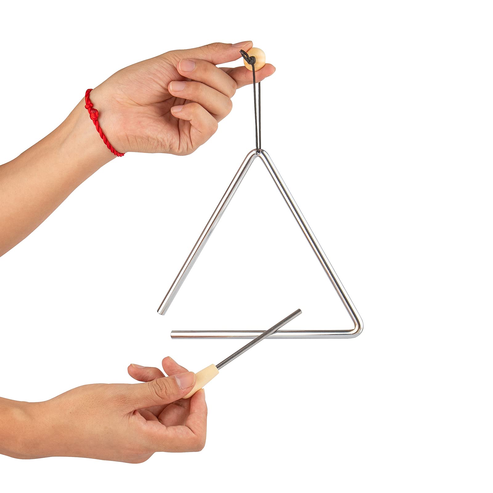 Musfunny Triangle Hand Percussion With Striker Rhythm Steel Triangles Music Instrument (7 Inch)