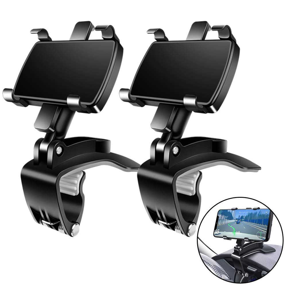 Fonken Car Phone Mount, [2 Pack] Cell Phone Holder For Car 360 Degree Rotation Dashboard Clip Mount Car Phone Holder Compatible 