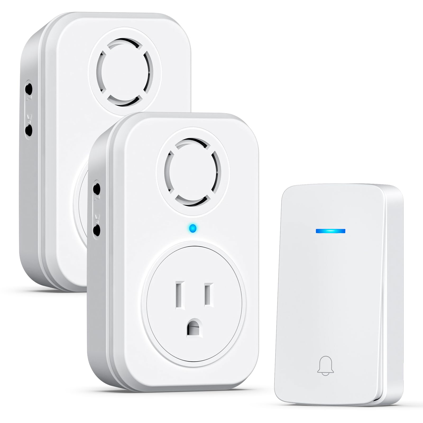 Aida Wireless Doorbell, Self Powered Doorbell With Extra Socket, No Battery Required Push Button, Cordless Door Bell Ringer, 5 V