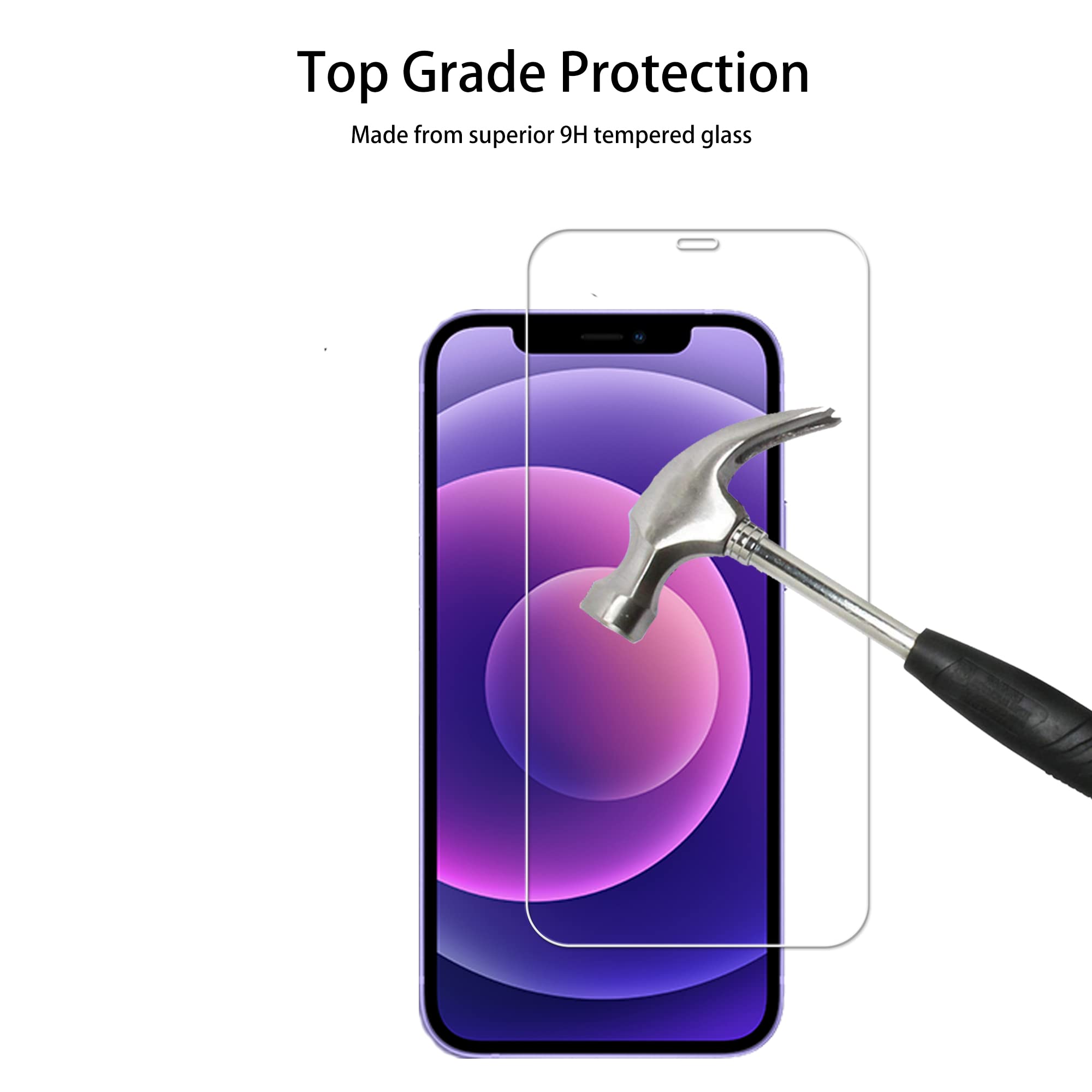 Hkkais Easy Alignment Frame Designed For Iphone 12 Tempered Glass Screen Protector 2 Pack Camera Lens Protector Film 2 Pack