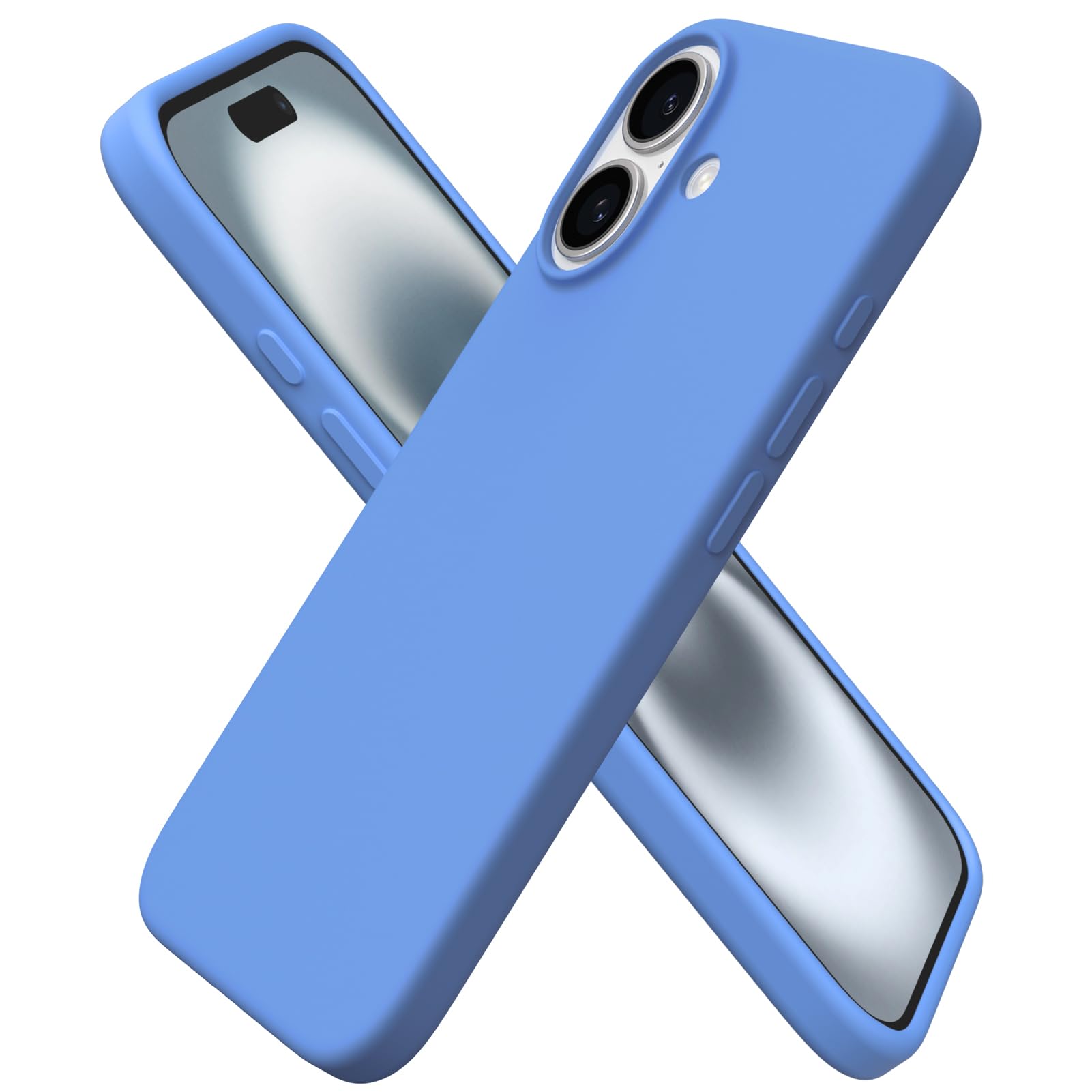 ORNARTO Compatible with iPhone 16 Case 6.1, Slim Liquid Silicone 3 Layers Full Covered Soft Gel Rubber Shockproof Phone Case, Pr