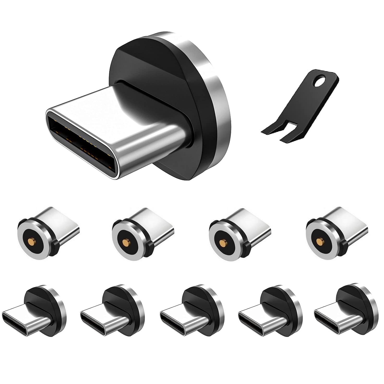Boffdock Magnetic Type C Tips With 1-Pin - 10Pcs Connector Tips Head Without Charging Cords